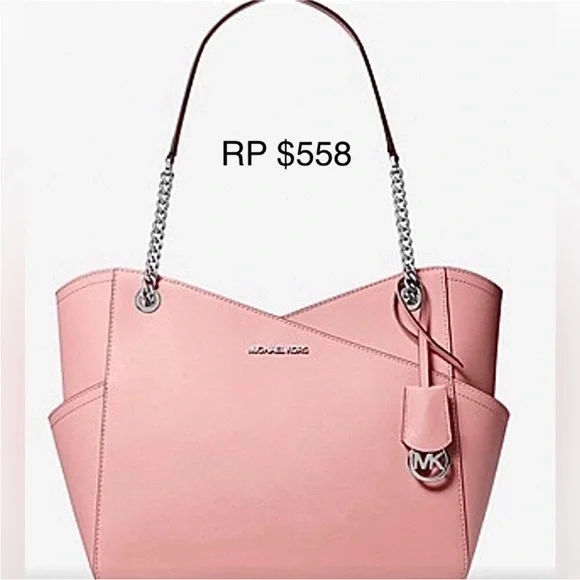 Michael Kors Saffiano Leather LX Tote Jet Set Series NWT Primrose Pink . - Picture 2 of 11